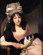 johan, Portrait of Sophia Dumergue holding a cat